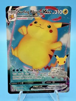 2021 Surfing Pikachu VMAX 009/025 Pokemon Celebrations Sword Shield Rare Card - Image 1