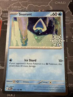 Pokemon Card Snorunt 037/182 Paradox Rift Holo Holiday Stamp - Image 1