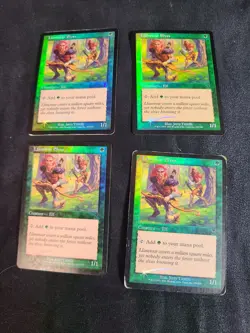 Magic the GatheringMTG 7th Edition - Llanowar Elves Foil x4 Heavy Play / Damaged - Image 1