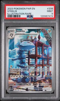 STEELIX #208 ILLUSTRATION RARE 2023 POKEMON PAR EN PARADOX RIFT PSA 9 MINT - Image 1