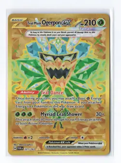 Pokemon TCG Teal Mask Ogerpon ex 221/167 Twilight Masquerade Hyper Rare Gold - Image 1