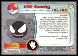 Topps Pokemon Gastly #92 1999 TV Animation Edition Non Holo Blue Logo NM - Image 2