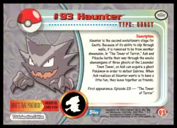 Topps Pokemon Haunter #93 1999 TV Animation Edition Non Holo Blue Logo NM - Image 2