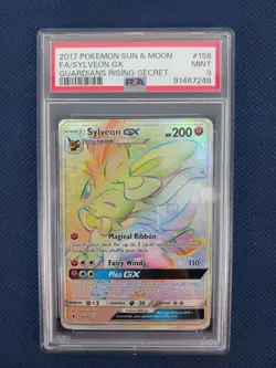 Pokemon Sylveon GX 158/145 Secret Rare Holo Full Art 2017 PSA 9 - Image 1