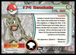Topps Pokemon Geodude #74 1999 TV Animation Edition Non Holo Black Logo NM - Image 2