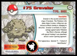 Topps Pokemon Graveler #75 1999 TV Animation Edition Non Holo Blue Logo LP - Image 2