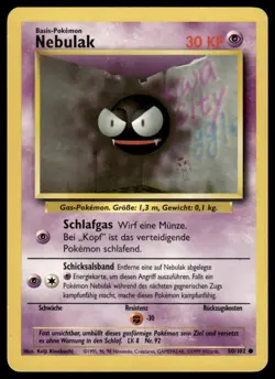 Pokemon Gastly Nebulak #050/102 German Base Set 1999 NM - Image 1