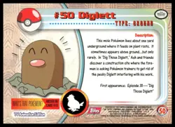 Topps Pokemon Diglett # 1999 TV Animation Edition Non Holo Pink Logo NM - Image 2