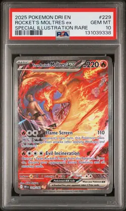 2025 POKEMON DRI EN-DESTINED RIVALS #229 TEAM ROCKET'S MOLTRES EX PSA 10 - Image 1