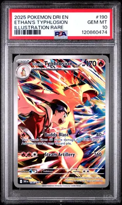 2025 POKEMON DRI EN-DESTINED RIVALS ILLUSTRATION RARE ETHAN'S TYPHLOSION PSA 10 - Image 1
