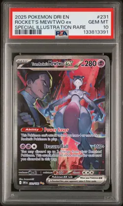 2025 POKEMON DRI EN-DESTINED RIVALS #231 TEAM ROCKET'S MEWTWO EX PSA 10 - Image 1