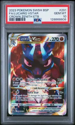 2023 POKEMON SWSH BLACK STAR PROMO #291 FULL ART/LUCARIO VSTAR PSA 10 - Image 1