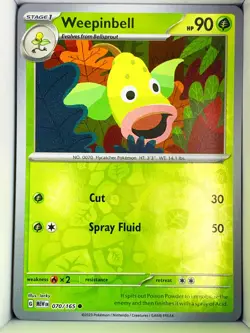 Weepinbell 070/165 Reverse Holo Pokemon 151 G MEW EN English - Image 1