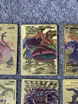Set of 10 Pokemon Charizard,Blastoise,Umbreon&More Gold Foil Fan Art Cards LP - Image 3