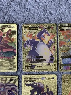 Set of 10 Pokemon Charizard,Blastoise,Umbreon&More Gold Foil Fan Art Cards LP - Image 4