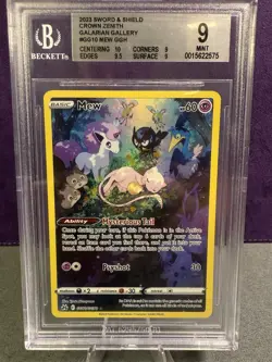 Beckett 9 Mew GG10/GG70 Crown Zenith Galarian Gallery HOLO MINT Pokemon Card - Image 1