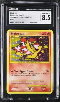 CGC 8.5 Moltres 2009 Supreme Victors 149/147 Holo Pokemon Card - Image 1