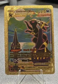 Pokemon Umbreon VMAX 310hp GOLD Foil Fan Art Collector Card TCG - Moonbreon - Image 1