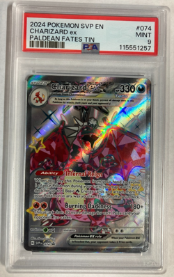 PSA 9 - Charizard EX Promo 074 Paldean Fates Tin SVP Shiny Pokemon Card - Image 1