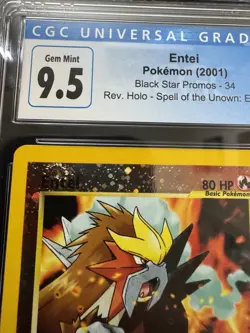 Entei 34 Reverse Holo Black Star Movie Promo Pokemon Card CGC 9.5 Gem Mint - Image 2