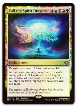 Call the Spirit Dragons #174 (Foil) (NM) Tarkir Dragonstorm TDM Magic MTG - Image 1