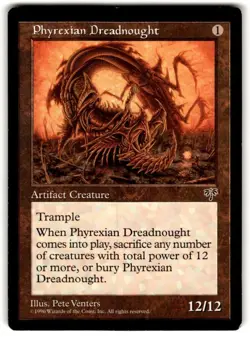 Phyrexian Dreadnought 1996 MTG Mirage Rare Moderately Played (Reserved List) - Image 1