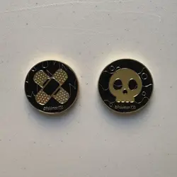 Pokemon TCG Sword And Shield Metal Burn And Poison Condition Tokens Black & Gold - Image 1