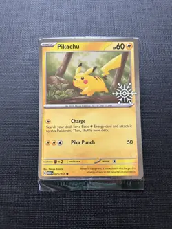 Pokemon TCG Pikachu 025/165 Pokemon Holiday Calendar '25 Festive Stamp Snowflake - Image 1