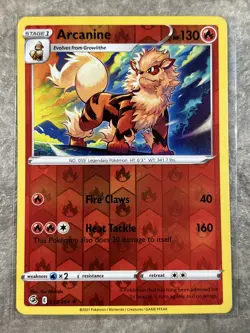 Arcanine 033/264 Pokemon TCG Swsh08: Fusion Strike Reverse Holo Rare Light Play - Image 1