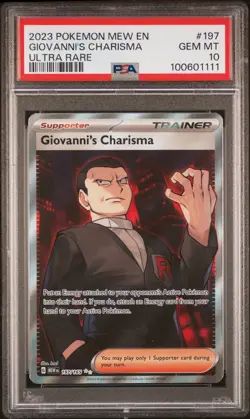 2023 POKEMON MEW EN-151 ULTRA RARE #197 GIOVANNI'S CHARISMA PSA 10 - Image 1