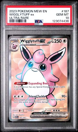 2023 POKEMON MEW EN-151 187 WIGGLYTUFF EX ULTRA RARE PSA: GEM MINT 10 - Image 1
