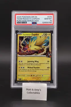 2025 Pokemon Destined Rivals Team Rocket's Zapdos Game Stop Exclusive #70 PSA 10 - Image 1