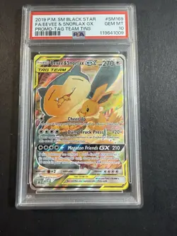 2019 POKEMON SM BLACK STAR PROMO #SM169 FULL ART/EEVEE & SNORLAX GX PSA 10 - Image 1