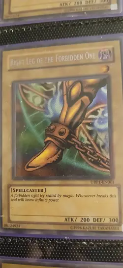Yugioh Ubp1-en001 Secret Rare Right Leg Of The Forbidden One - Image 1