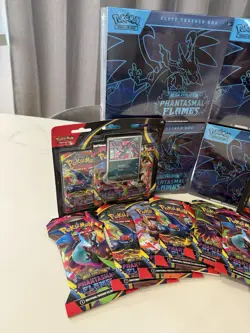 (4) Phantasmal flames ETBs 3 Pack Blisters Sleeved Packs Pokemon TCG - Image 4