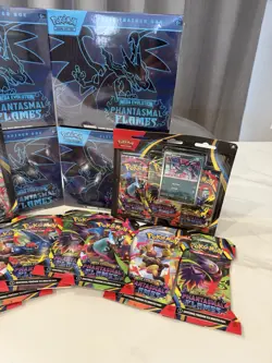 (4) Phantasmal flames ETBs 3 Pack Blisters Sleeved Packs Pokemon TCG - Image 5