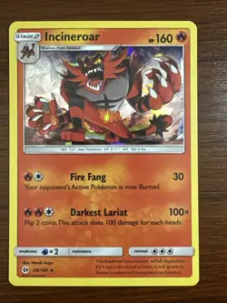 Incineroar Cracked Ice Holo Card 26/149 Sun & Moon Pokemon TCG 2017 - Image 1