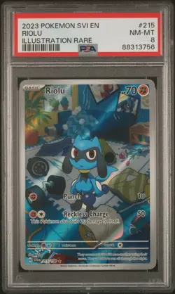 2023 POKEMON SVI EN-SCARLET & VIOLET ILLUSTRATION RARE #215 RIOLU PSA 8 - Image 1