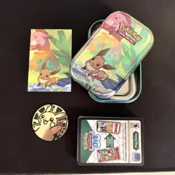 Pokemon TCG Kanto Friends *EMPTY* Eevee Mini Tin - 60 TCG Code Cards + Coin - Image 1