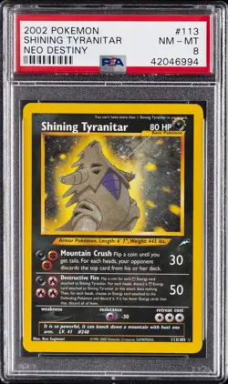 2002 POKEMON NEO DESTINY #113 SHINING TYRANITAR PSA 8 - Image 1