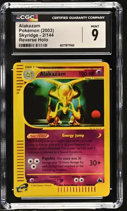 CGC 9 MINT Alakazam 2003 Skyridge 2/144 Reverse Holo Pokemon Card - Image 1