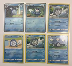 6 Card Lot Poliwag and Poliwhirl Pokemon Reverse Holo Common - Image 1