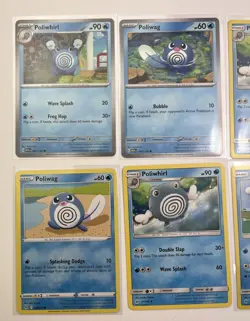 6 Card Lot Poliwag and Poliwhirl Pokemon Reverse Holo Common - Image 2