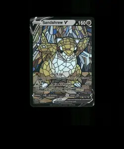 HOLO Sandshrew Card Sandshrew Stained Glass Pokemon READ DESCRIPTION BELOW p1 - Image 1