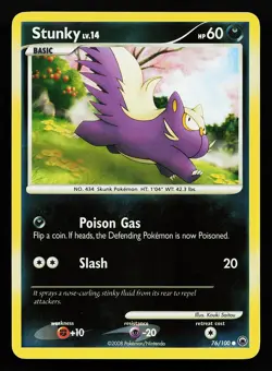 Stunky 76/100 Reverse Holo Majestic Dawn Pokemon Card - Image 1