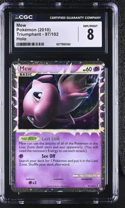 CGC 8 Mew 2010 Triumphant 97/102 Holo Pokemon Card - Image 1