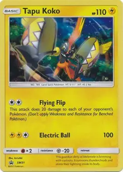 TAPU KOKO SM31 SUN & MOON PROMO POKEMON (COSMO HOLO RARE, LP) - Image 1