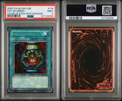 2002 Yu-Gi-Oh! Pot Of Greed Leg. Blue Eyes Wht Dragon LOB-119 PSA Mint 9 - Image 3