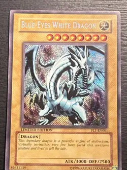 Blue Eyes White Dragon FL1-EN001 Secret Rare Yu-Gi-Oh Card Moderately Played MP - Image 1