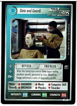 STAR TREK CCG ENHANCED PREMIERE CARD 2P DATA AND GEORDI lp - Image 1
